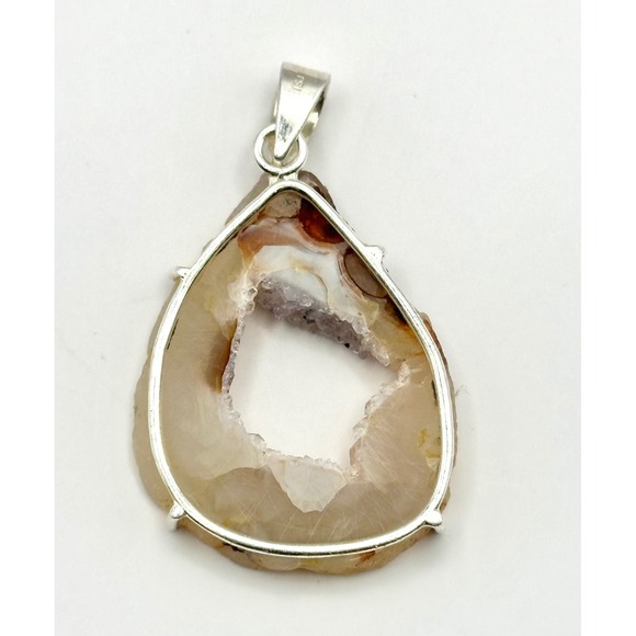 Agate Druzy Sterling Silver Handmade‎ Pendant - Picture 4 of 9